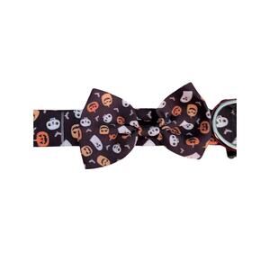 Halloween-themed dog collar with a bow tie.